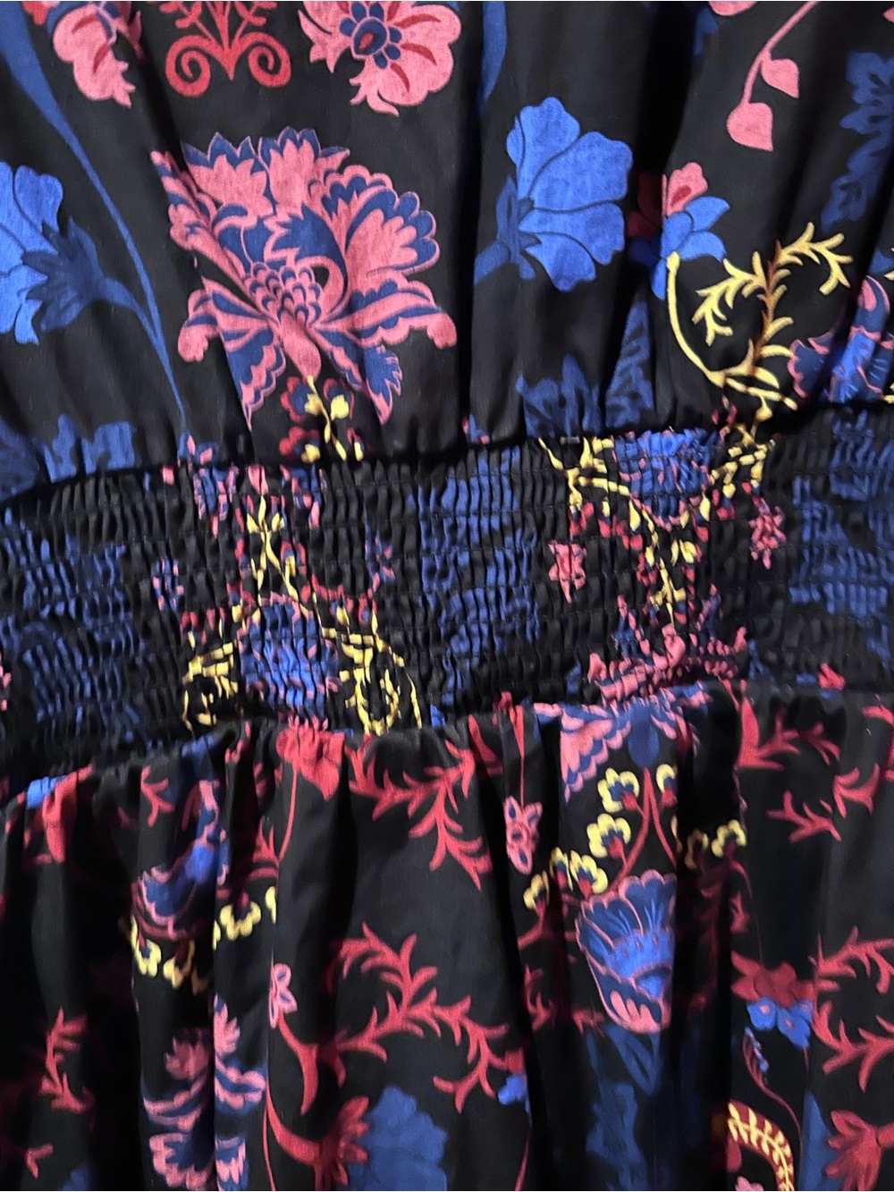 Sugarlips Black Floral Midi Dress with Pink & Blue Accents - Picture 3 of 8